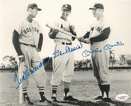 Mickey Mantle, Ted Williams & Stan Musial Multi Signed 8x10 BW Photo (JSA)